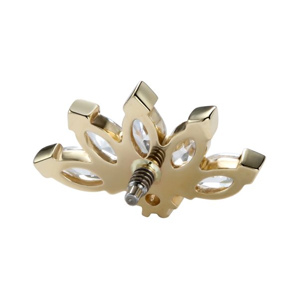14k Solid Yellow Gold Internally Threaded  Marquise Fan Cluster End - Image 3
