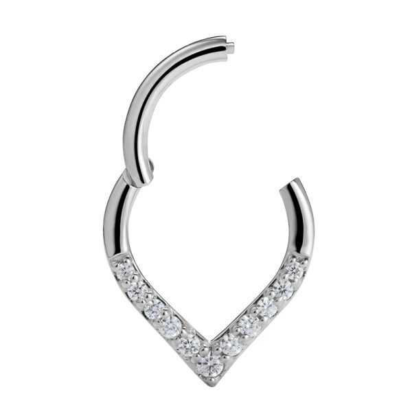 White Gold Gemmed Teardrop Clicker - Image 2