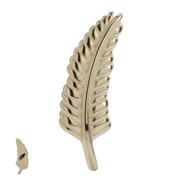 14k Solid Yellow Gold Internally Threaded Feather End - Image 2