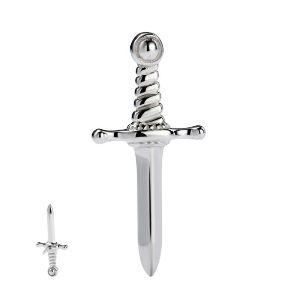 14k Solid White Gold Internally Threaded Knife End - Image 2