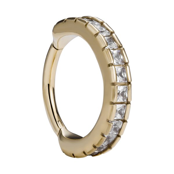 Yellow Gold Side-Set Gemmed Clicker - Image 3