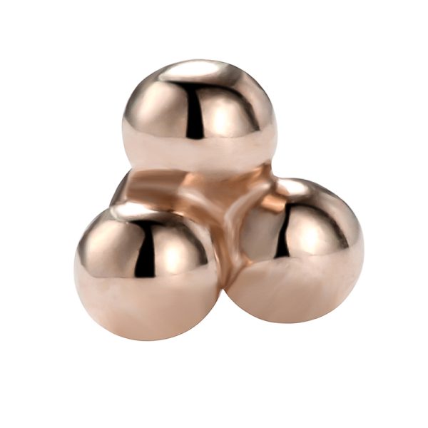 14k Solid Rose Gold Threadless Ball Trinity End - Image 2