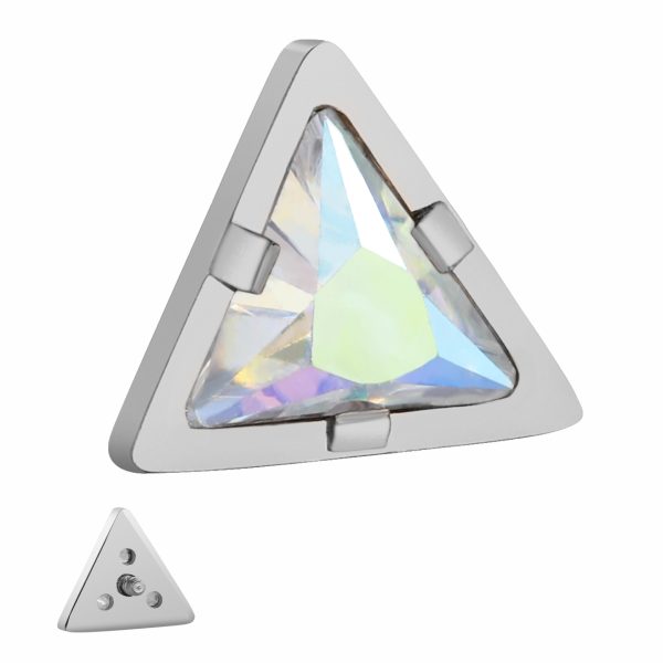 Titanium Internally Threaded Three Prong Set CZ Triangle End - Image 2