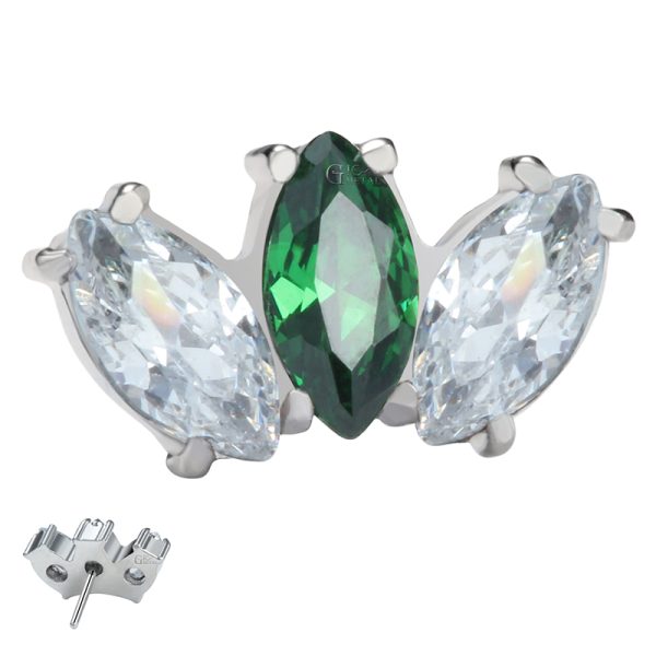 Titanium Theadless Marquise Fan CZ End - Image 2