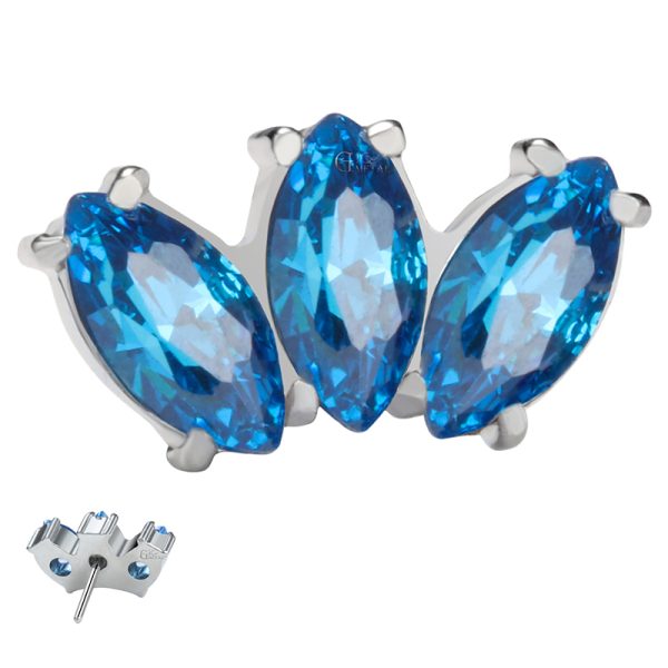 Titanium Theadless Trio Marquise Gem End - Image 2