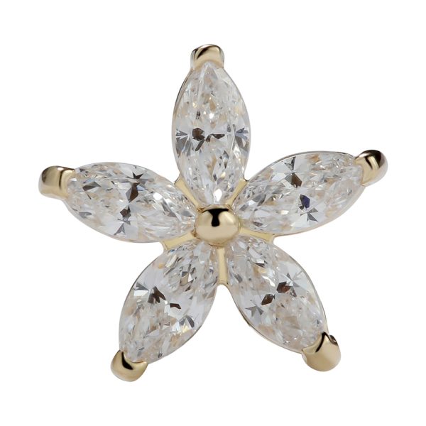 14k Solid Yellow Gold Threaded Flower End - Image 2