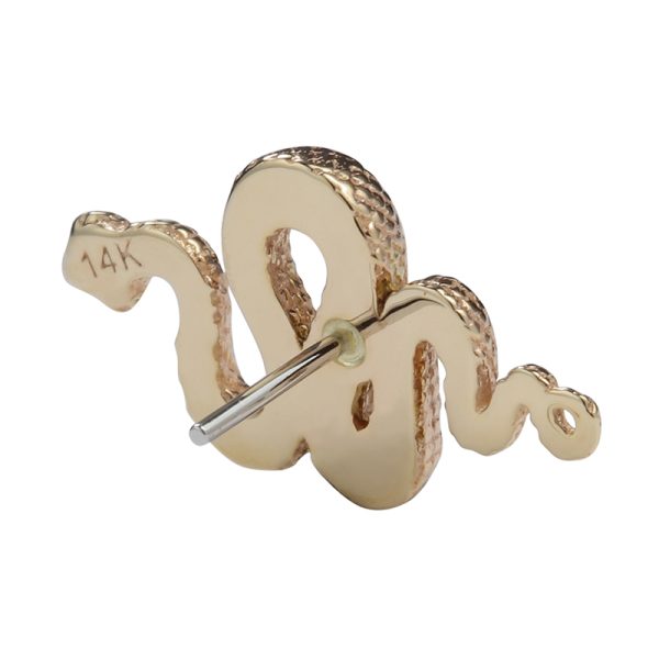 14k Solid Yellow Gold Threadless Snake End - Image 2