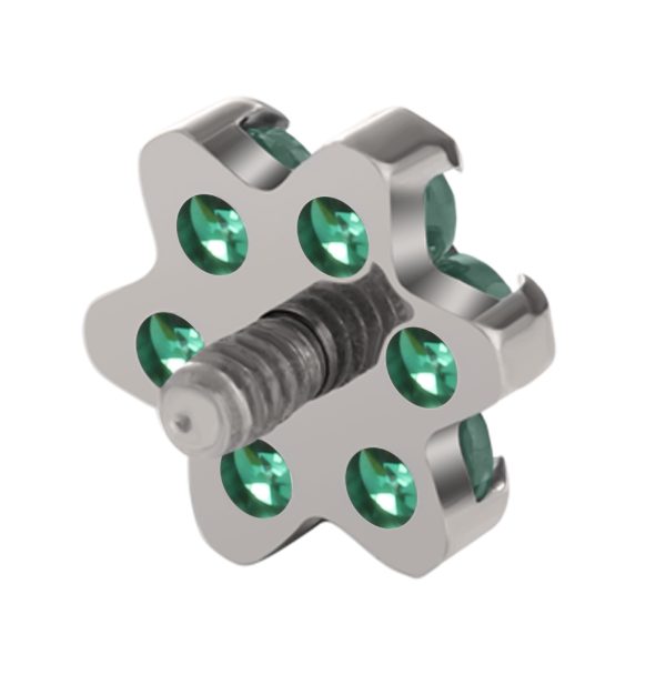 Titanium Flower Piercing End With Green CZ - Image 5