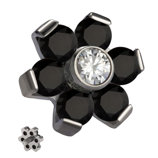 Prong Set CZ Flower Piercing End - Image 2