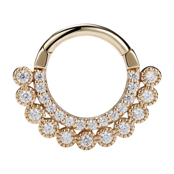 Yellow Gold Double Row Gemmed Clicker - Image 2