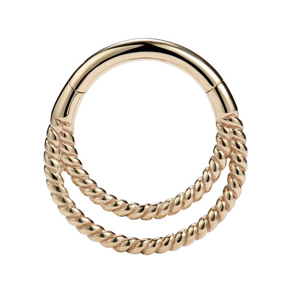 Yellow Gold Double Hoop Clicker - Image 2