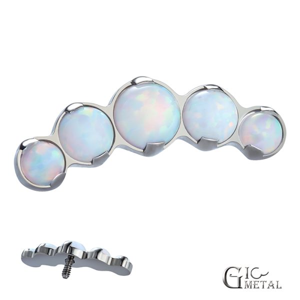 Titanium Internally Threaded Curved Cluster Prong Set Opal End - Image 2