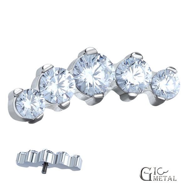 Titanium Prong Set White CZ End - Image 2
