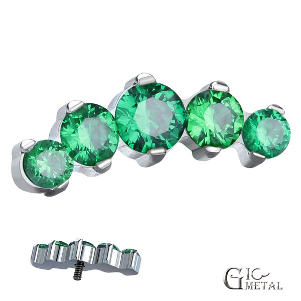 Titanium Prong Set Green CZ End - Image 2