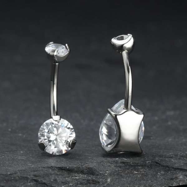 Prong Set Titanium Navel Ring - Image 7