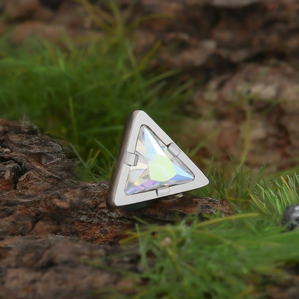 Titanium Internally Threaded Three Prong Set CZ Triangle End - Image 3
