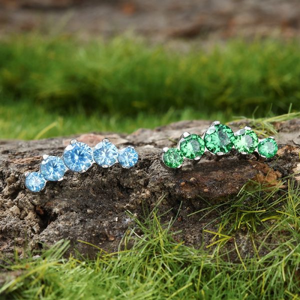 Titanium Prong Set Green CZ End - Image 3