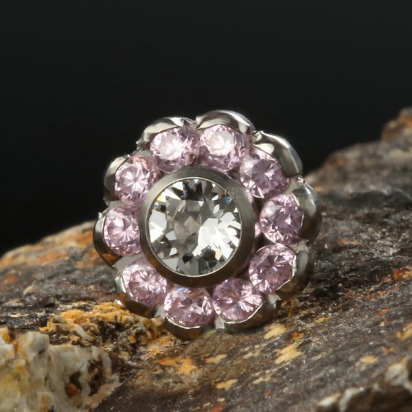 Crystal Inlay Sunflower Titanium End - Image 3