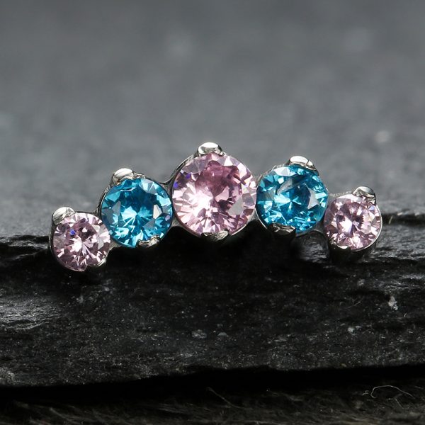 Titanium Internally Threaded Curved Cluster Prong Set Cubic Zircon End - Image 2