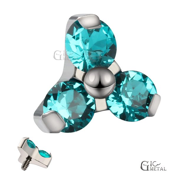 Titanium Internally Threaded Prong Set CZ Trinity Cluster End - Image 2