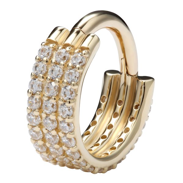 Yellow Gold Triple Gemmed Clicker - Image 3