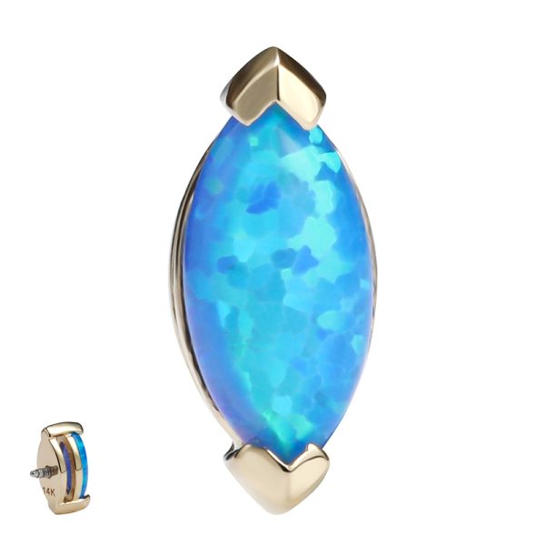 14k Solid Yellow Gold Opal Marquise Threaded  End - Image 4