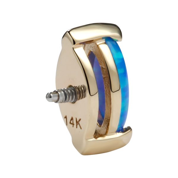 14k Solid Yellow Gold Opal Marquise Threaded  End - Image 2