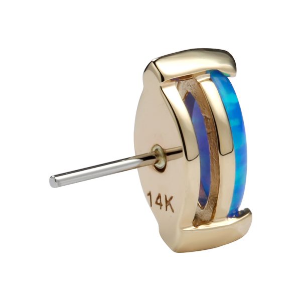 14k Solid Yellow Gold Opal Marquise Threadless End - Image 3