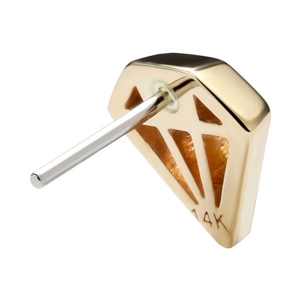 14k Solid Yellow Threadless Hollow Diamond End - Image 3
