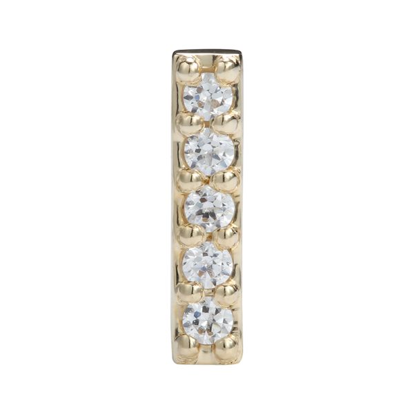 14k Solid Yellow Threadless Gemmed Rectangular End - Image 4