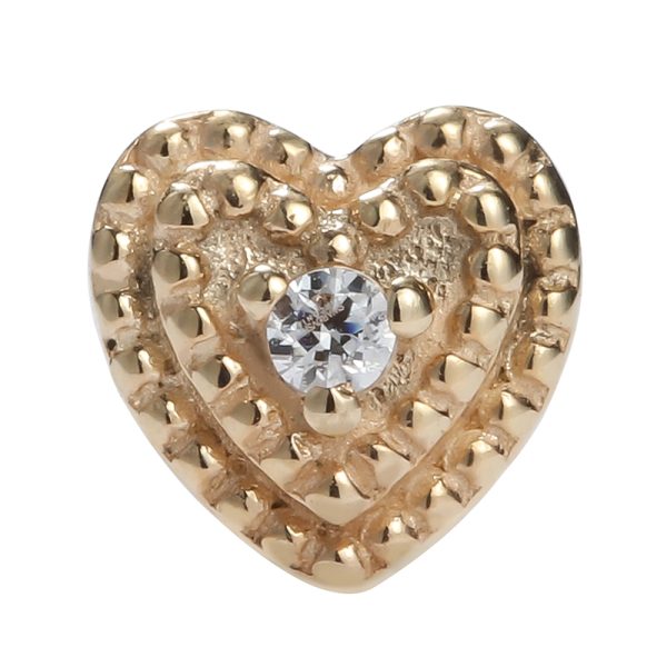 14k Gold Beaded Heart End - Image 4