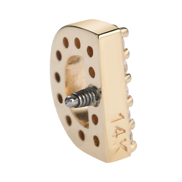 14k Solid Yellow Internally Threaded Gemmed D Letter End - Image 2