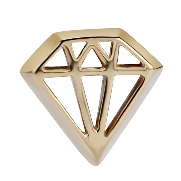 14k Solid Yellow Internally Threaded Hollow Diamond End - Image 4