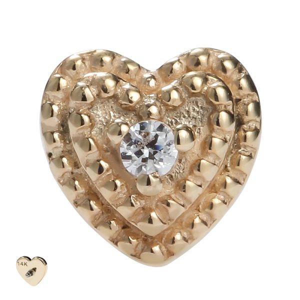 14k Gold Beaded Heart End - Image 2