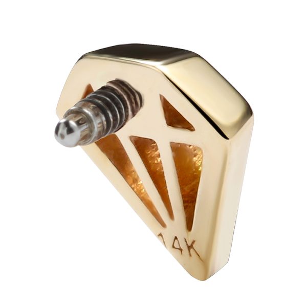 14k Solid Yellow Internally Threaded Hollow Diamond End - Image 3