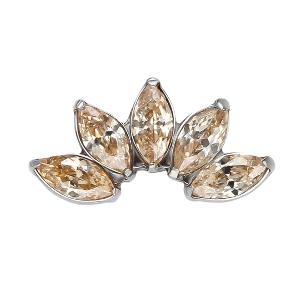 Titanium Internally Threaded Five Marquise Gem Cluster End - Image 2