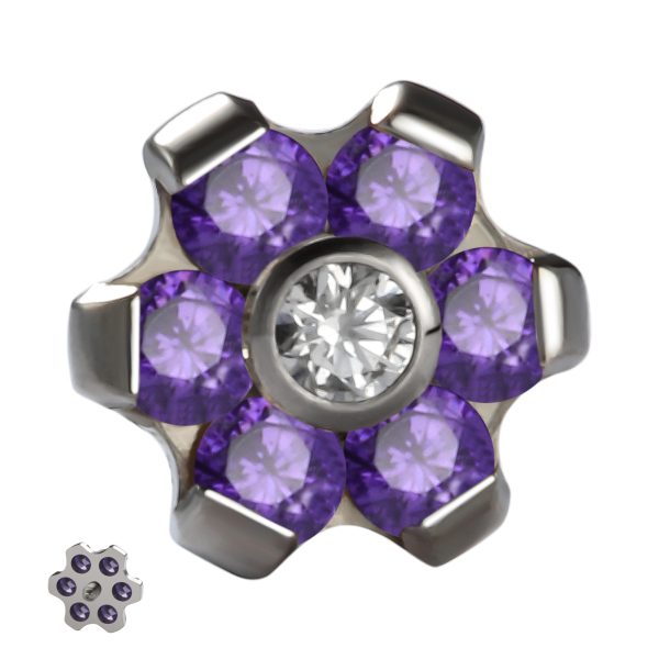 Titanium Internally Threaded Prong Set CZ Flower End - Image 4