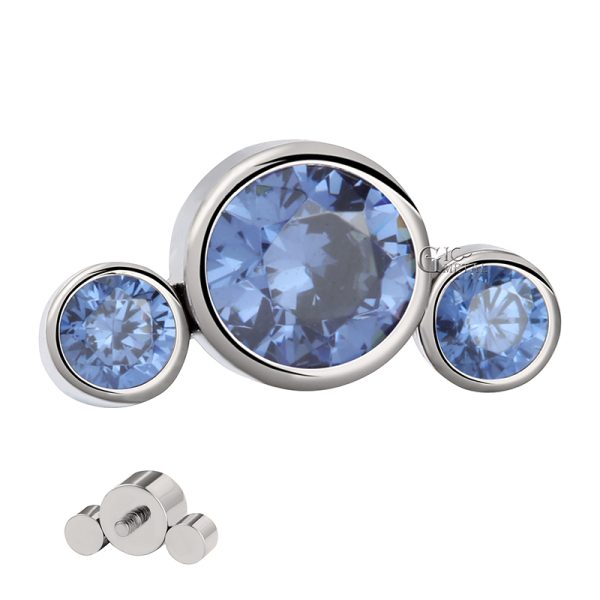 Internally Threaded Trio Gem Cluster Titanium End - Image 2