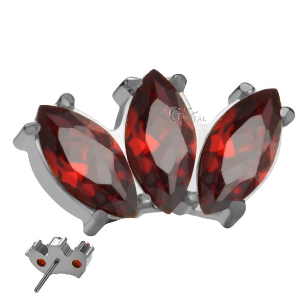 Titanium Theadless Trio Marquise Gem End - Image 2