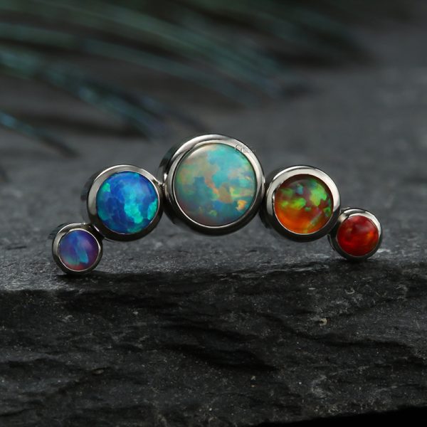 Titanium Curved Bezel Set Opal End - Image 4