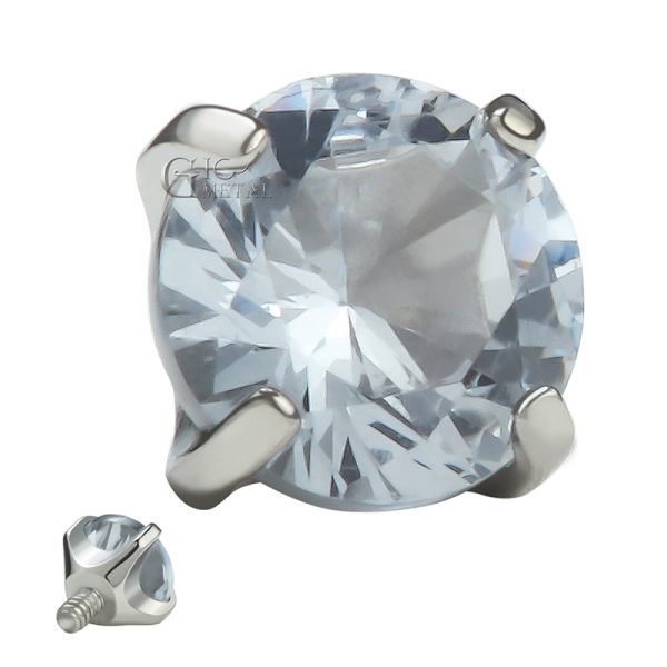 Titanium Four Prong Set Clear CZ End - Image 2