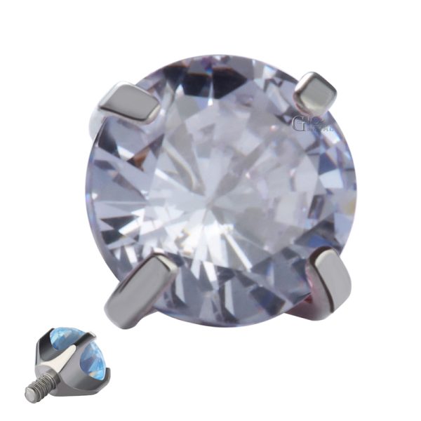 Titanium Four Prong Set Clear CZ End - Image 5