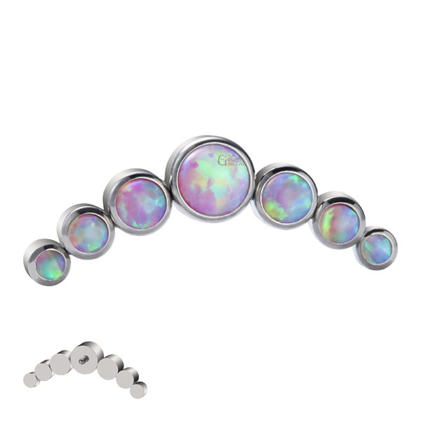 Titanium Internally Threaded Curved Cluster Bezel Set Opal End - Image 2