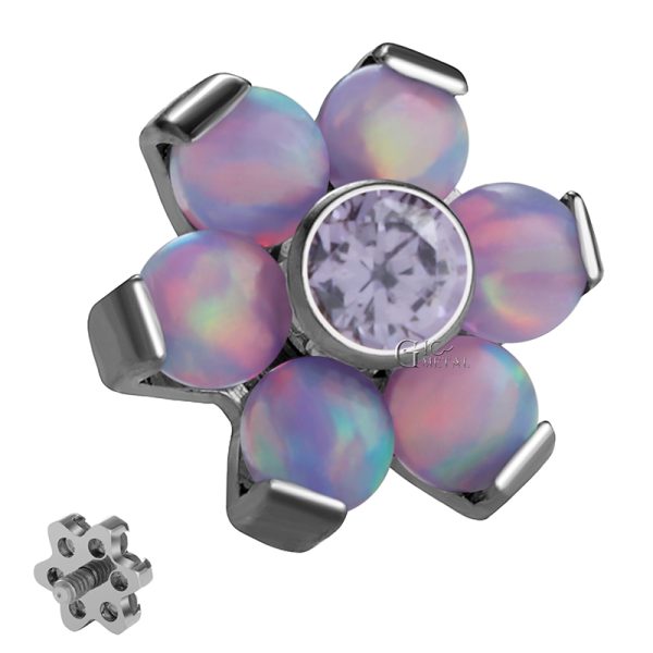 CZ Center Prong Set Opal Flower End - Image 2