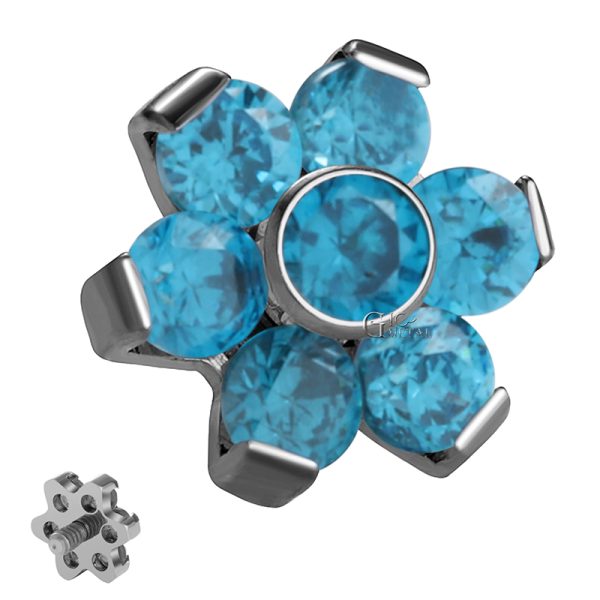 Titanium Prong Set CZ Flower End - Image 2