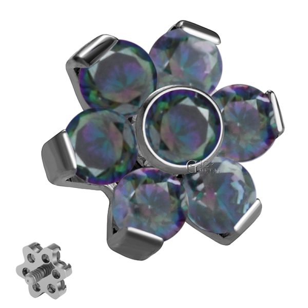 Titanium Prong Set CZ Flower End - Image 2