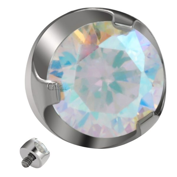 Titanium Internally Threaded Faceted Claw Set CZ End - Image 2