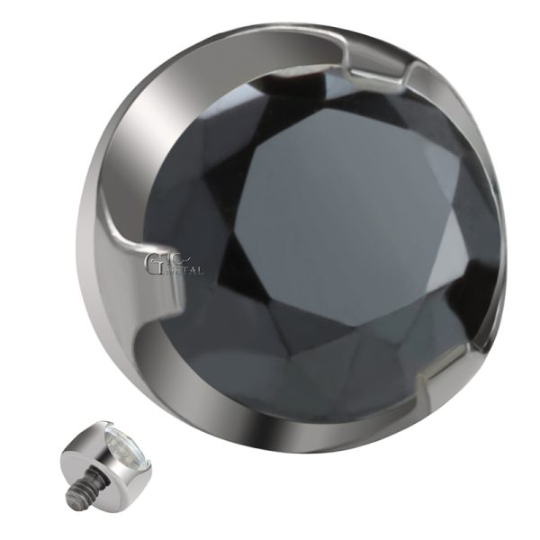 Titanium Prong Set Faceted Gem Internally Threaded End - Image 2