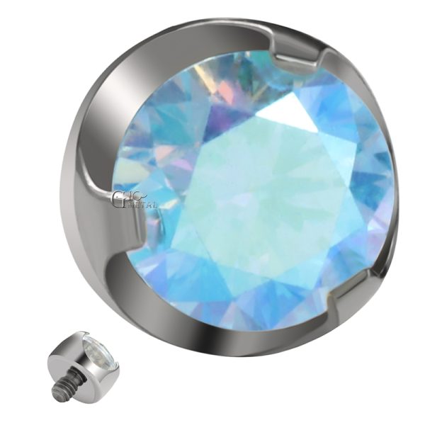 Titanium Internally Threaded Faceted Claw Set Cubic Zircon End - Image 2