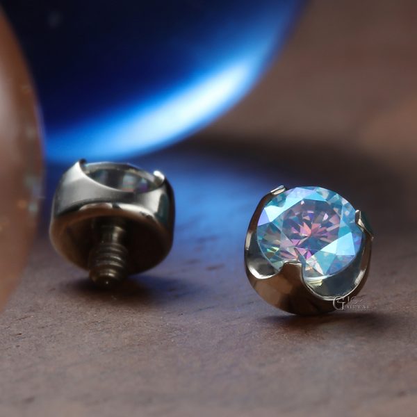 Titanium Internally Threaded Faceted Claw Set Cubic Zircon End - Image 3